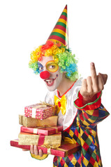 Funny clown on the white