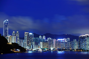 Fototapeta premium Tsuen Wan in Hong Kong at night