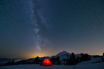 Rolgordijnen Milky Way and Mount Baker © Lijuan Guo