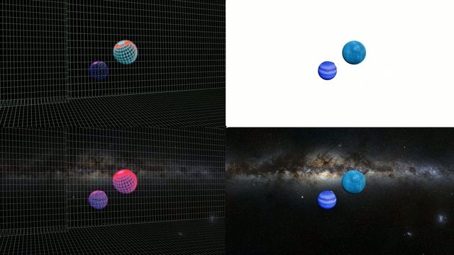 Solar system with milky way galaxy in screens