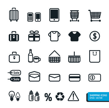 Shopping icons set. Vector design.