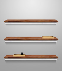 wood shelf on the wall