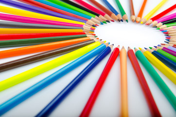 Colour pencils in creativity concept