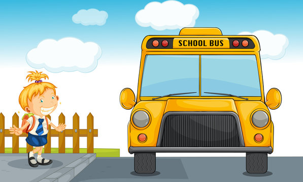 girl and school bus