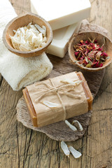 Aromatic spa set with soap and herbs