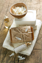 Aromatic spa set with soap and herbs