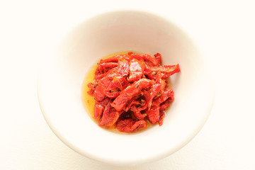 Semi dried tomatoes marinated in olive oil