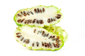 Noni fruits on white isolated background