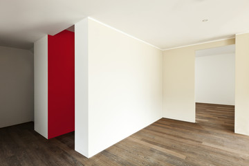 modern interior, wide empty apartment, wall white