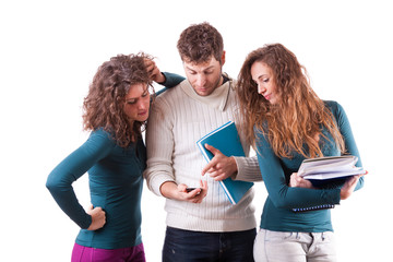 Happy Group of Students on White