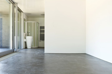 interior hotel, white room with bathroom