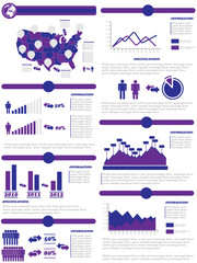INFOGRAPHIC DEMOGRAPHICS OF STATES OF AMERICA PURPLE