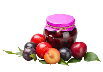 Plum compote and fresh plums