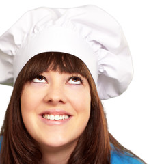 portrait of a female chef looking up