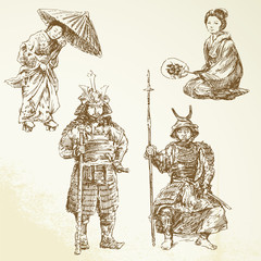 Fototapeta na wymiar samurai - wojownika w tradycji japońskiej - ręcznie rysowane kolekcji