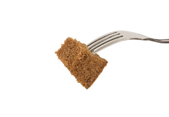 Slice of bread on a fork