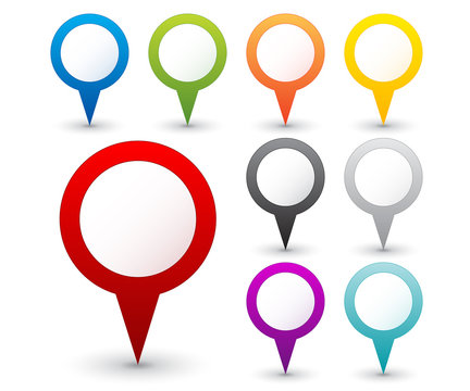Set of round 3D map pointers