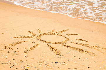 Sun Drawn On Beach