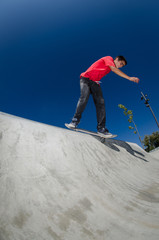 Skateboarder on a curb