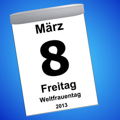 Kalender auf blau - 08.03.2012 - Weltfrauentag