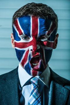 Stylish young man with emblem of Great Britain.