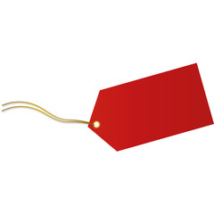 Red tag on white background