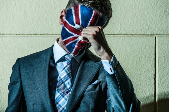 Stylish young man with emblem of Great Britain.