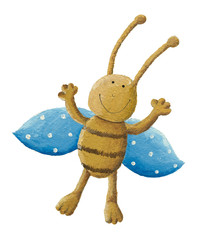 Funny bug with blue wings