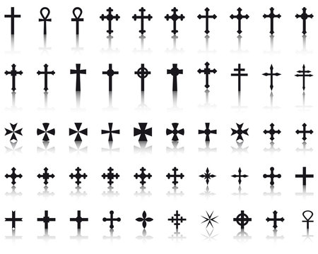 Big collection of crosses isolated on white background