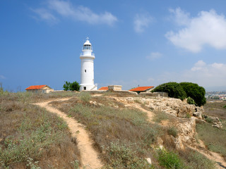 Fototapeta na wymiar Stara latarnia w mieście Pafos, Republika Cypru