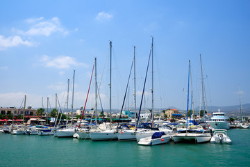 Yachts in harbor of village Latchi, Cyprus