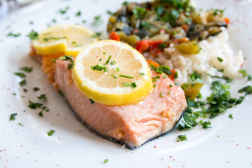 grilled salmon and rice