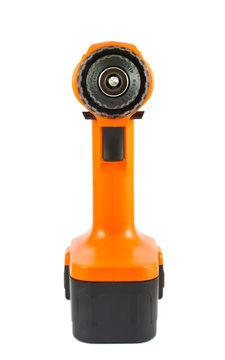 Orange cordless drill front view
