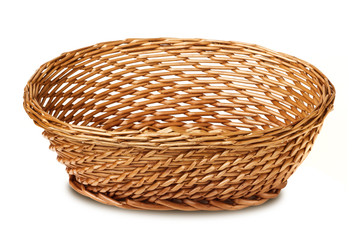 wicker basket isolated on white background