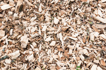Closeup of a pile with woodchips