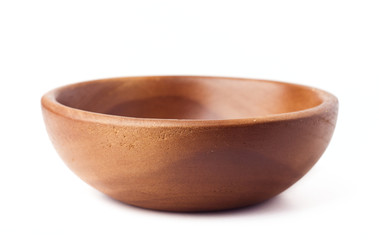 wooden bowl on white background