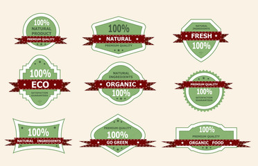 Set of Natural Premium Quality Labels