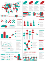 INFOGRAPHIC DEMOGRAPHICS WEB ELEMENTS RED