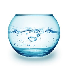 close up view of a fish bowl on white background