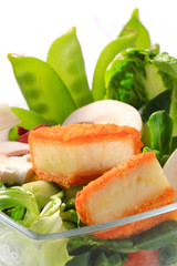 Green salad with fried cheese