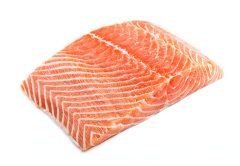 fresh salmon steak over white background
