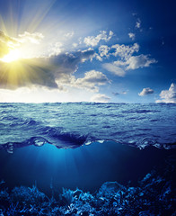 Sky, waterline and underwater background