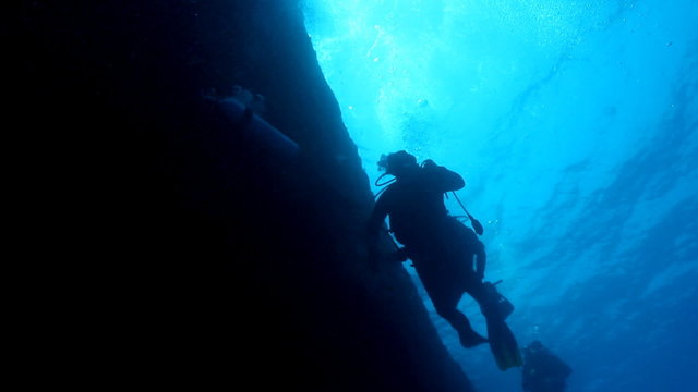 Divers in back-light