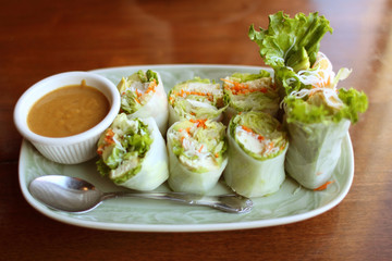 Delicious vegetarian spring rolls with tofu