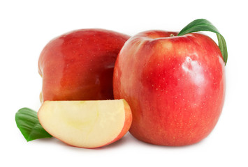Red apples on a white background