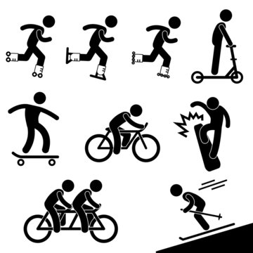 Skating and Riding Activity Icon Symbol Sign Pictogram