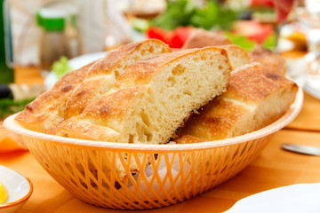 Closeup of sliced bread