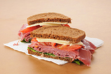 Corned beef sandwich on rye