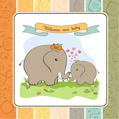 baby shower card with baby elephant and his mother