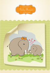 baby shower card with baby elephant and his mother